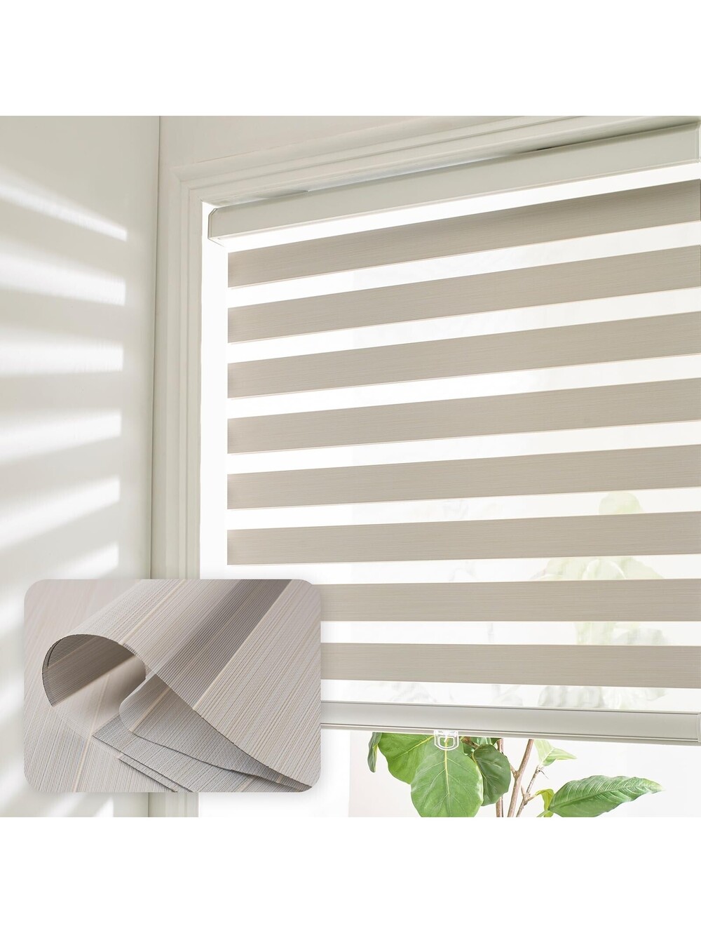 Cordless Zebra Window Blind with Heat Insulation and Light Blocking